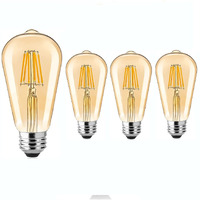 Gesto 4W E27 E26 Base Filament Bulbs | Edison Bulb | Filament Antique Bulb | 15000 Light Hours | Hanging Light Led Bulb Warm White 2700K Antique Vintage Filament Light Bulbs (Pack Of 4)