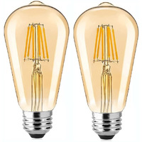 Gesto 4W E27 E26 Base Filament Bulbs | Edison Bulb | Filament Antique Bulb | 15000 Light Hours | Hanging Light Led Bulb Warm White 2700K Antique Vintage Filament Light Bulbs (Pack Of 2)