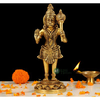 INDICAST Brass Standing Hanuman ji Bajrangbali Sankat Mochan Idol Murti for Home Office Decor- Height 20 Cms