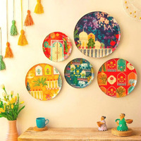 RITUALISTIC Vintage India Iron Wall Plates- Set of 5 (Multicolor) Wall Decoration Items For Living Room, Bedroom, Office | Wall Hanging Decor | Gift Items