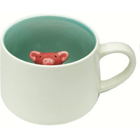 NOSCOMP 3D Animal Cup Coffee Mug Comes With A Cute Inside Creative Morning Mug Animal Cup For Hot And Cold Tea Milk Coffee Perfect For Kids Decorations Best Office Cup (Pig, Ceramic), 400 ML