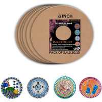 Anshatoz Round Wooden Canvas 8 inch MDF Art Board Sheet 3mm Used for Art, Craft, Painting, Mandala,Resin,Lippan Art, Decoration,Cake Base,Children Creativity DIY Set (Pack of 6)