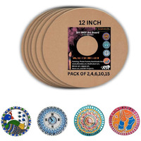 Anshatoz Round Wooden Canvas 12 inch MDF Art Board Sheet 3mm Used for Art, Craft, Painting, Mandala,Resin,Lippan Art, Decoration,Cake Base,Children Creativity DIY Set (Pack of 6)