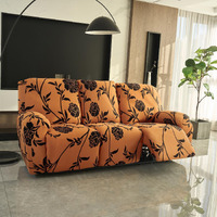 HOKIPO 140gsm Stretchable Recliner Sofa Cover 3 Seater, Copper Brown Floral (AR-4942-C8)