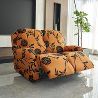 HOKIPO 140gsm Fully Covered Recliner Sofa Cover 2 Seater, Copper Brown Floral (AR-4941-C8)