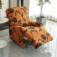 HOKIPO 140gsm Stretchable Recliner Sofa Cover 1 Seater, Copper Brown Floral (AR-4940-C8)