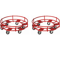 Familia Steel Cylinder Trolley with Wheels Heavy Duty | 6 Wheels Gas Trolly - Lpg Cylinder Stand, Kitchen Gas Trolly (Red,1.25 kg) (Pack of 2)