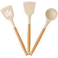 Carrot Silicone Spatula Set for Kitchen Ideal for Non-Stick Cooking Pans Spatulas with Wooden Handle Spatula Turner Serving Cooking Spoon Spatula Combs for Omelet Egg Dosa chapati (Cream)