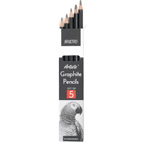 BRUSTRO Artists Graphite Pencil set | Pre Sharpened, Lightweight, Break-resistant, Ideal for Kids and Adults, Students, Professional Drawing, Sketching, Mandala Art | Set of 5 (2B, 4B, 6B, 8B, 10B)