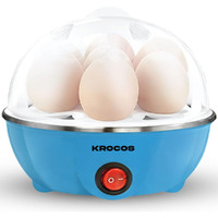 KROCOS Fast Electric Egg Boiler & Poacher For Steaming, Boiling, Cooking | Boil upto 7 Eggs (Soft, Hard, Medium) 1 Year Warranty | Automatic Off | Over Heat Protection (Blue)