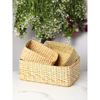 Habere India-All the Cultures Fabricating India Storage Baskets | Cane or Bamboo Basket | Tray Online as Gift Hamper Basket | Wardrobe Basket (Set of 3 (S, M & L))