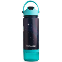 InstaCuppa Kids Insulated Stainless Steel Water Bottle with Straw Lid & Detachable Snack Box, Leakproof, BPA-Free - Perfect for School and Travel, Space Print, 500 ML + 60 Grams Snack Box