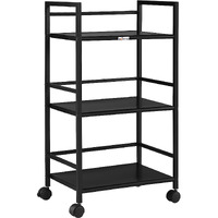 WINSTAR Metal Rolling Trolley with Lockable Wheels | Heavy Duty Multifunctional Metal Frame Cart | Ideal for Home, Kitchen, Bathroom and Office Storage | (Black, 3-Tier)