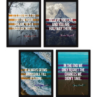 FATMUG Synthetic Motivational Quote Framed Landscapes (Multicolour, Four A3 Frames) - Set Of 4