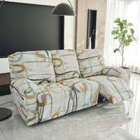 HOKIPO 140gsm Stretchable Recliner Sofa Cover 3 Seater, Parchement Beige Abstract Art (AR-4942-C6)