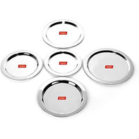 Sumeet Stainless Steel Heavy Gauge Ciba/Lids/Tope Cover Set of 5 Pcs (Big Size - 17Cm, 18.8Cm, 20Cm, 21.3Cm, 22.8Cm), Silver