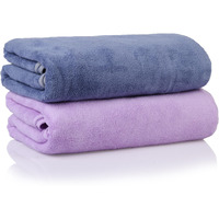 Glivary Microfiber 300 Tc Towels For Bath-Soft Towel With Hook Quick Dry Super Absorbent-Bath Towel For Men And Women(70 X 140 Cm) (Purple/Blue)