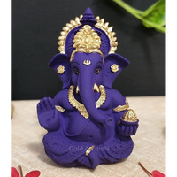 Gold Art India Beautiful Terracotta Ganesha in Violet - A Festive and Auspicious Addition to Your Home or Car(MukutVioletTerra)