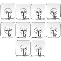 Solitude (100 Pcs PVC Heavy Duty Self Adhesive Stainless Hooks 13.2LB (Max), Transparent Waterproof and Oilproof Wall Hooks for Kitchen Bathroom Shower Door Outdoor Home Improvement Utility Hook