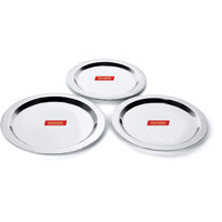 Sumeet Stainless Steel Heavy Gauge Ciba/Lids/Tope Cover Set Of 3 Pcs (20Cm, 21.3Cm, 22.8Cm), Silver