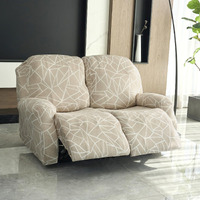 HOKIPO 140gsm Stretchable Recliner Sofa Cover 2 Seater, Beige Abstract Geometry (AR-4941-C3)