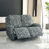 HOKIPO 140gsm Fully Covered Recliner Sofa Cover 2 Seater, Intense Grey Abstract Floral (AR-4941-C2)