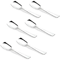 Parage 6 Pieces Stainless Steel Ice Cream Spoons, Silverware Spoon Set, Dinner Spoon Length 13.5cm, Food Grade Silverware for Home & Kitchen, Durable Stylish, 6 Dessert Spoons