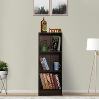 DeckUp Lexis 3-Shelf Engineered Wood Book Shelf and Display Unit (Walnut, Matte Finish)