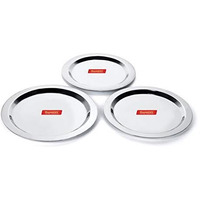 Sumeet Stainless Steel Heavy Gauge Ciba/Lids/Tope Cover Set of 3 Pcs (Size - 17Cm, 18.8Cm, 20Cm), Silver