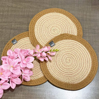 ST SAPROSE  Polypropylene Round Trivet (3 PCS Set, Size: 23 cm) Pot MAT, Side Table Mat, Machine Washable Small Place Mat for Casserole for Dining Table (9 Dia, Golden Brown)