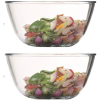 Femora Borosilicate Glass Microwave Safe All-Purpose Mixing Bowl,1050 ML, Set of 2