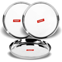 Sumeet Stainless Steel Apple Shape Heavy Gauge Dinner Plates with Mirror Finish 29.5cm Dia - Set of 3pc