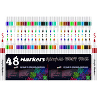 MOROVIK 48 Colors Acrylic Paint Pens Markers, Premium Acrylic Paint Pen for Wood, Canvas, Stone, Rock Painting, Glass, Ceramic Surfaces, DIY Crafts Making Art Supplie (White)