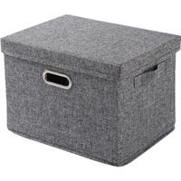 HOKIPO Multipurpose Storage Bins with Lid for Cupboard, Home and Office, Grey, Extra Large, Pack of 1 (AR4369-XL)