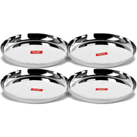 Sumeet Stainless Steel Apple Shape Heavy Gauge Dinner Plates with Mirror Finish 29.5cm Dia - Set of 4pc