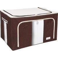 BlushBees Living Box - 600D Oxford Fabric Large Storage Boxes for Clothes, Blanket Bag - 88 Litre, Pack of 1, Polka Dots Brown