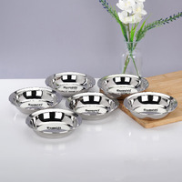 Sumeet Stainless Steel Heavy Gauge Multi Utility Serving Plates with Mirror Finish 16.5cm Dia - Set of 6pc, Silver