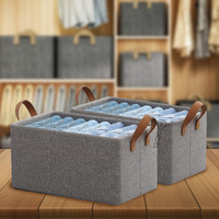 SITTELLA 2 Pieces Foldable Wardrobe Organizer with Durable Handle, Stuff Storage Box Closet Drawer Organizers for Clothes, Toys, Books, Blanket etc. (Grey)