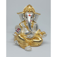 Gold Art India Gold and Silver Plated Matte Finish Ganesh Idol For Car Dashboard Ganesha Murti Ganpati Idol For Home Decor Puja Lord Ganesh Statue Gift For Office Desk Puja Room Figurine