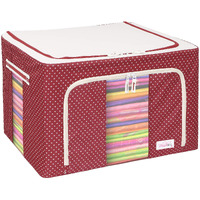 BlushBees Oxford fabric Living Box - Wardrobe Organizer, Cloth Storage Bags with Zip - 66 Litre (Pack of 1, Polka Dots Red)