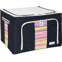 BlushBees Oxford fabric Living Box - Wardrobe Organizer, Storage Boxes for Clothes with Zip - 66 Litre (Pack of 1, Polka Dots Blue)