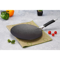 Sumeet Super Smooth Pre Seasoned Carbon Steel (Iron) Flat Tawa for Dosa, Uttappa, Chapati, Roti|Naturally Nonstick |29.5cm, Gas & Induction-Friendly, Black