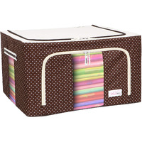 BlushBees Living Box - Storage Boxes for Clothes, Large Saree Cover Bags - 55 Litre, Pack of 1, Polka Dots Brown