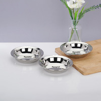 Sumeet Stainless Steel Heavy Gauge Multi Utility Serving Plates with Mirror Finish 16.5cm Dia - Set of 3pc, Silver