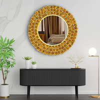 METALMASTERY Wall Mirror Mounted Hanging Metal Rose Golden Framed Round Mirror for Home Decor Living Room Bedroom Reflection Decorative Mirror - Add a Touch of Glamour to Your Space (Gold)