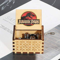 EITHEO Kid Wooden Antique Carved Hand Crank Multicolor Jurassic Park Theme Music Box