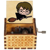 Eitheo Engraved Hand Cranked Wooden Musical Toy HP-Face Theme Music Box Brown