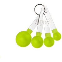 Gopendra Measuring Spoon Steel Measuring Measuring Spoons Set Measuring Cups Measuring Dry and Liquid Ingredients Set of 4 (Green Spoon)