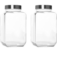 CLOUDMART 3000ml Clear Glass Jar Container With Airtight See through Steel Lid for home and kitchen || Pickle snacks pasta Coffee Sugar jar || Kitchen storage jar set (Cubical Square-3 kg-set of 2)