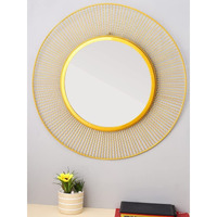 METALMASTERY Metal Frame Round Wall Royal Villas Home Bathroom Living Room Mirror Color Golden Reflections Decorative Mirror - Add a Touch of Glamour to Your Space (Gold)